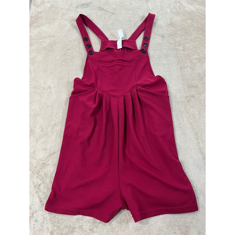 Halara Pockets Ruffle Casual Short Overalls Women Small RED Comfy Soft EUC